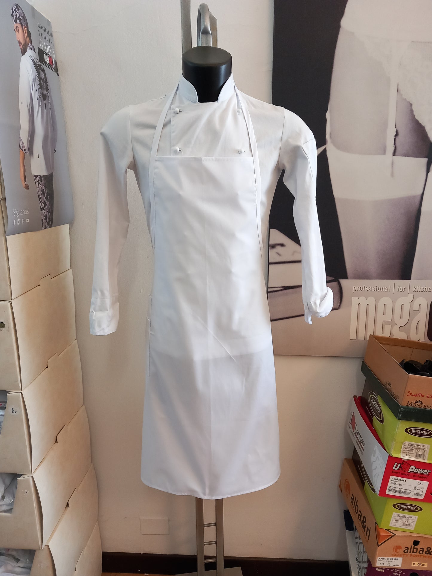 grembiule a pettorina white